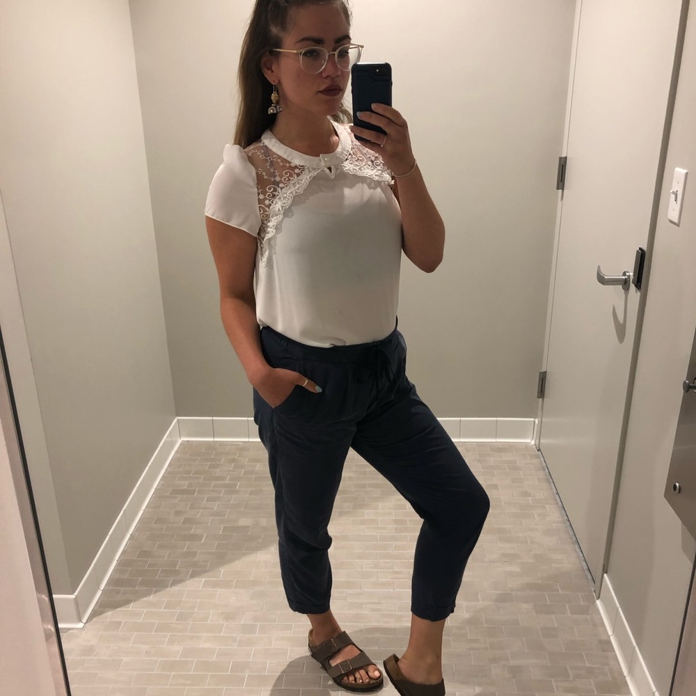 White lace flowy blouse